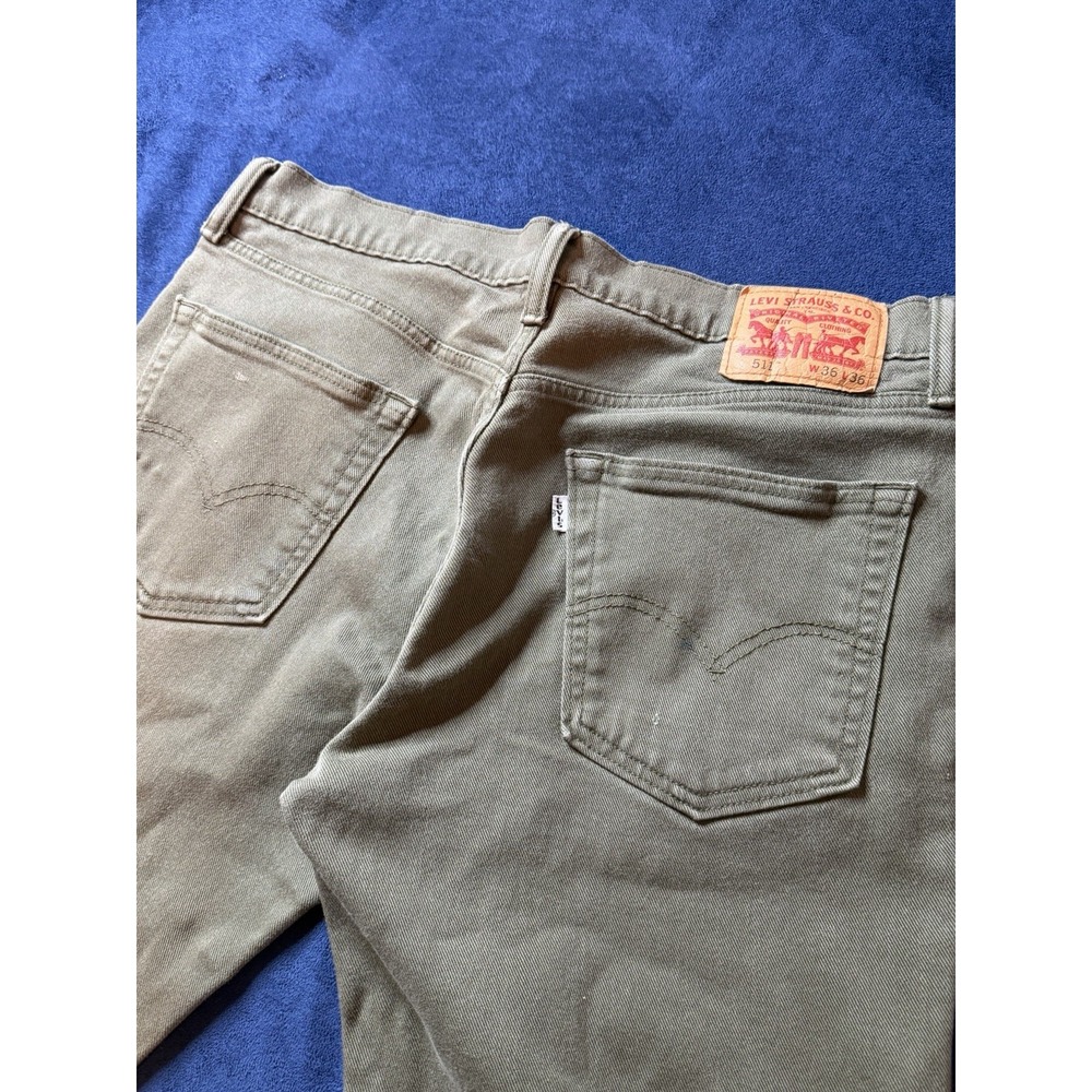 Levis 511 Slim Fit Jeans Olive Green Mens 34x34 (Tag 36x36)